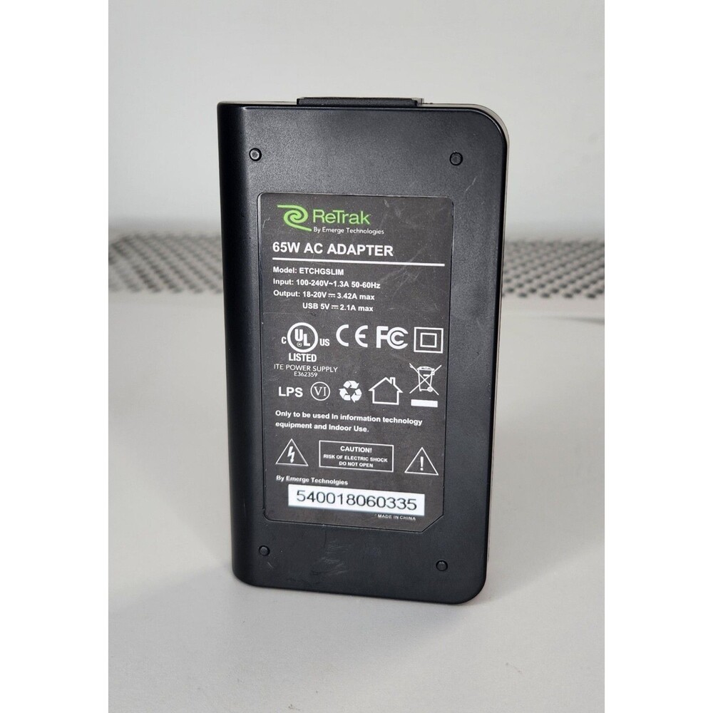 ReTrak Retractable AC Adapter - Output 18-20 Volt Brick Only Model ETCHGSLIM
